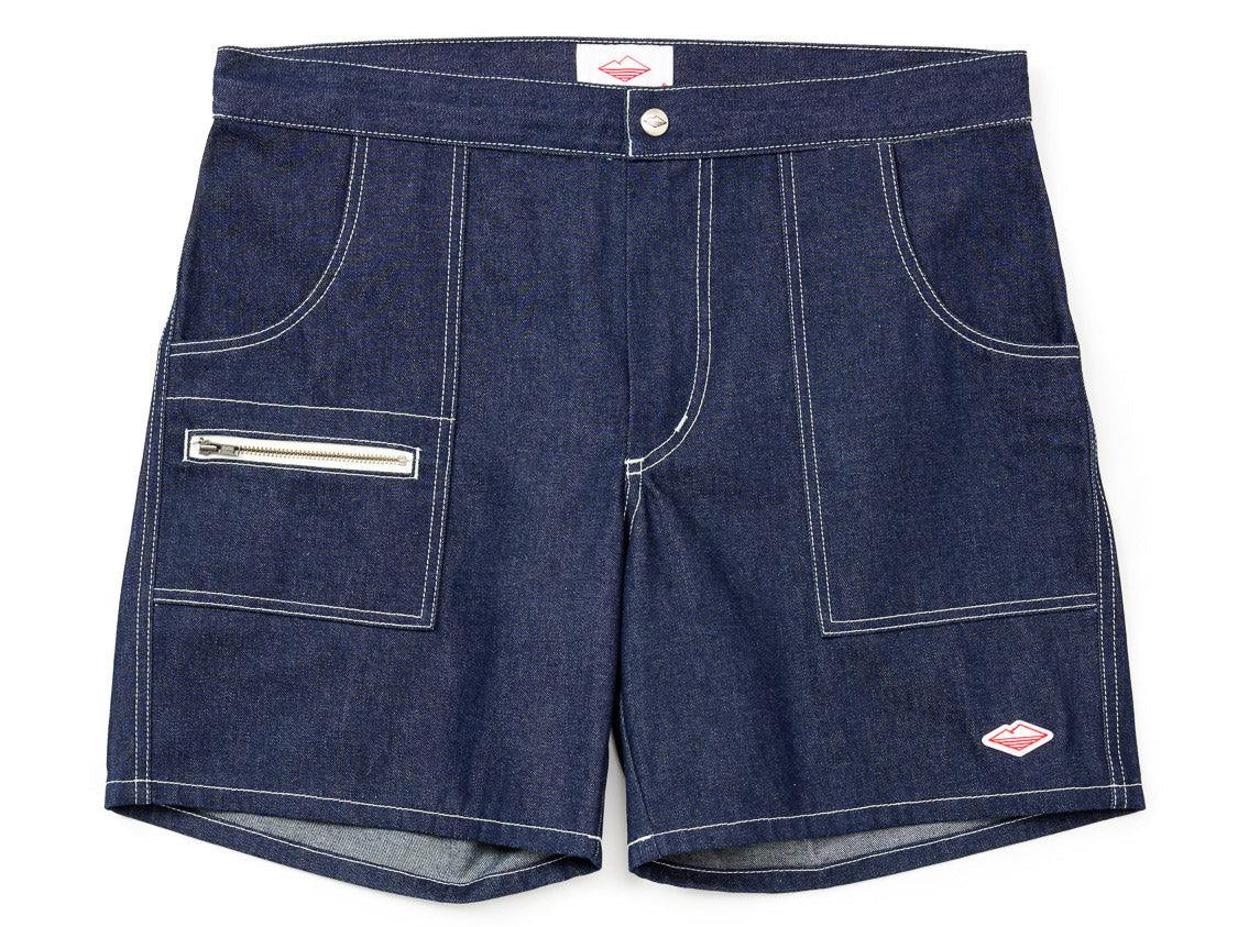 Battenwear Local Shorts in indigo 12-oz cotton denim with relaxed fit and patch pockets