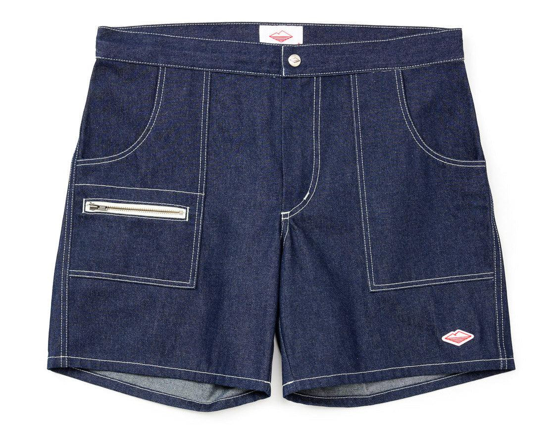 Battenwear Local Shorts in indigo 12-oz cotton denim with relaxed fit and patch pockets